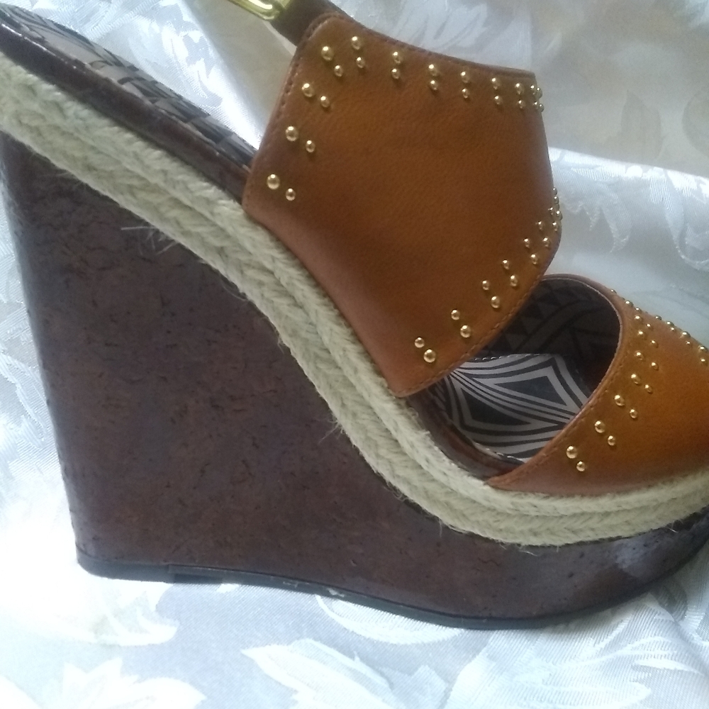 Jessica Simpson Gena Brown Leather Wedge Platform - Picture 4 of 8